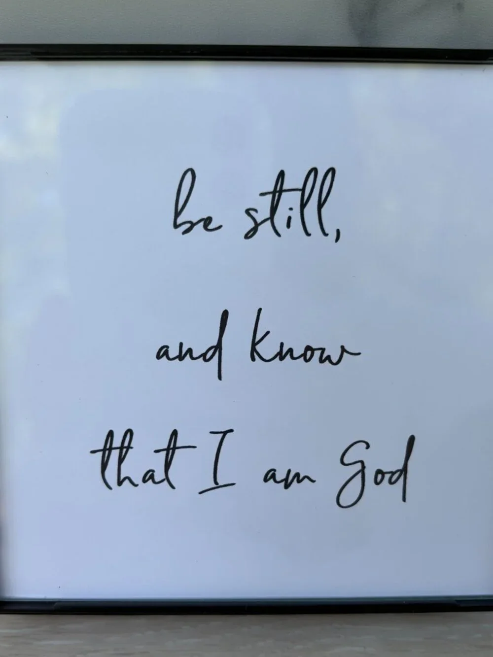 Be Still And Know Framed Art Print 4x4 Black Christian Modern Tiered Tray Shelf